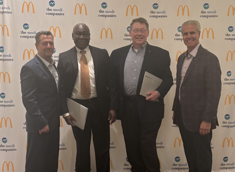 Meoli Companies longtime McDonald's leaders based in Rehoboth Beach shown are (l-r) Jim Schaffer, vice president and chief operating officer, 45 years; Daouda Ouattara, director of operations, 40 years; Joe Halthaus, director of operations, 40 years; and Mike Meoli, owner/operator, 45 years. SUBMITTED PHOTO